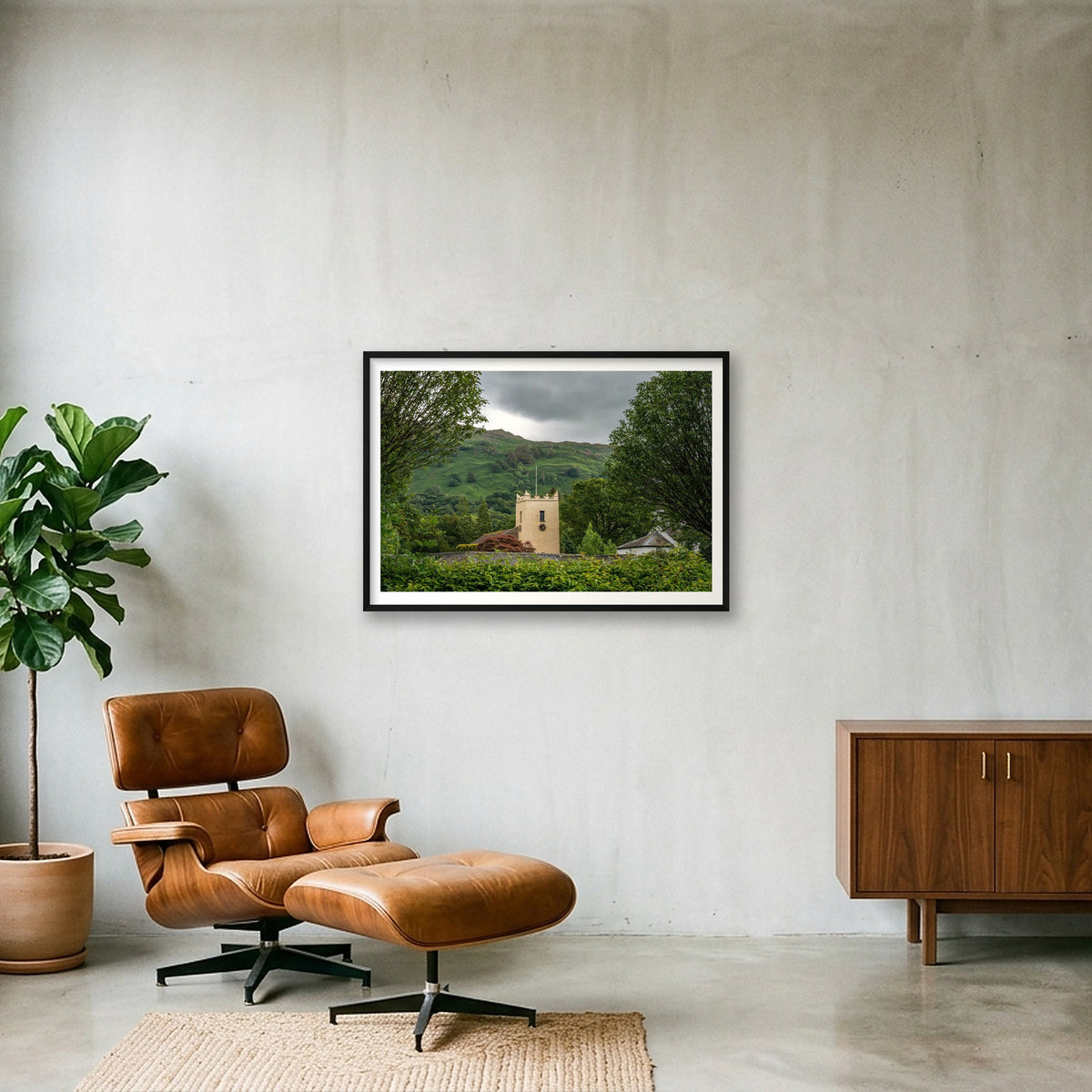 Church in Summer — 100×70cm, 39×28" Black Frame