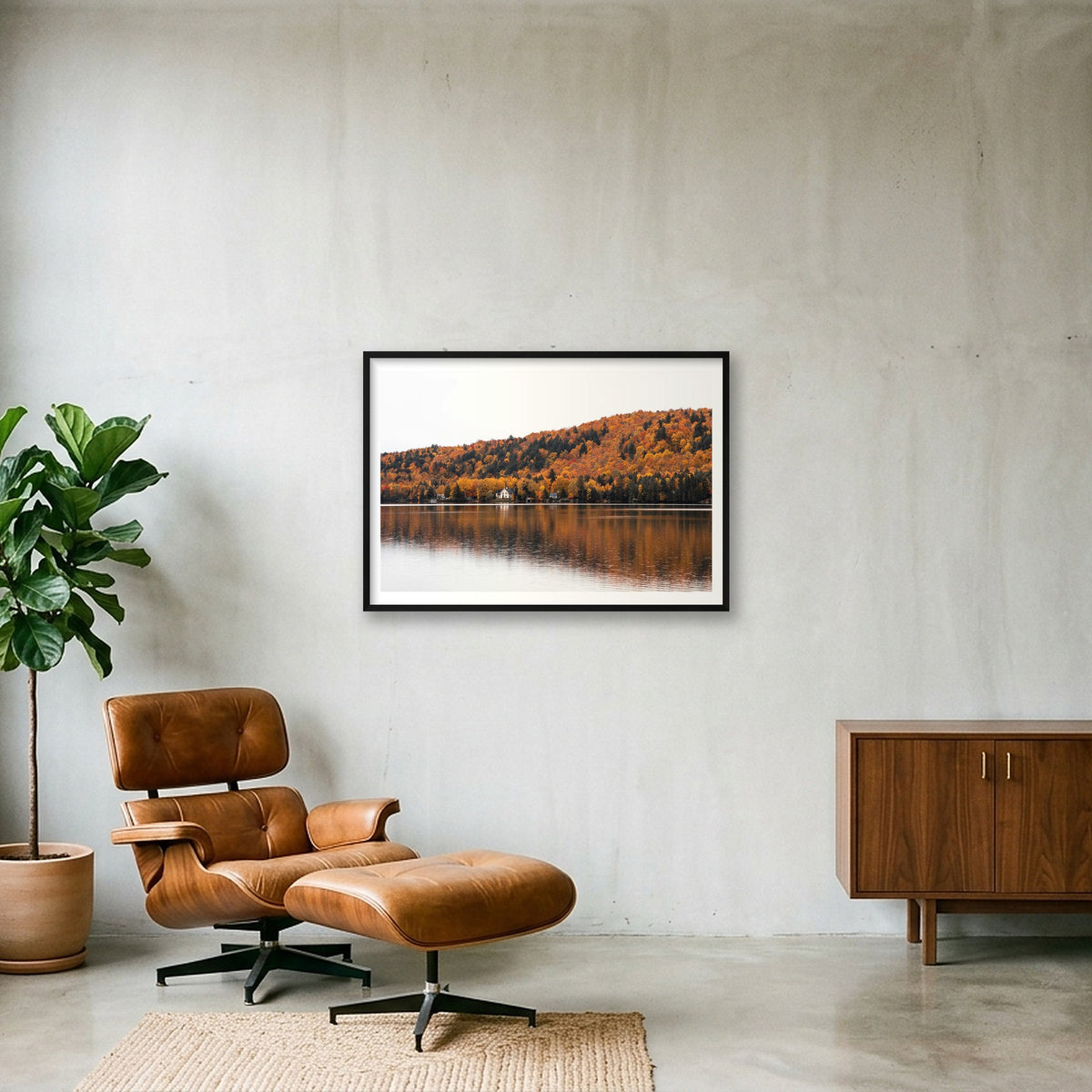 Lakeside in the Fall — 100×70cm, 39×28" Black Frame