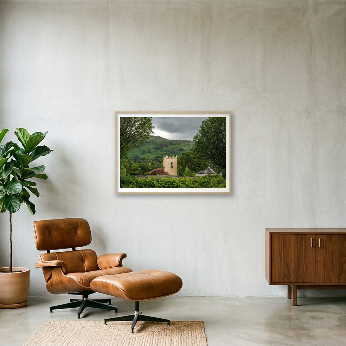 Church in Summer — 100×70cm, 39×28" Oak Frame