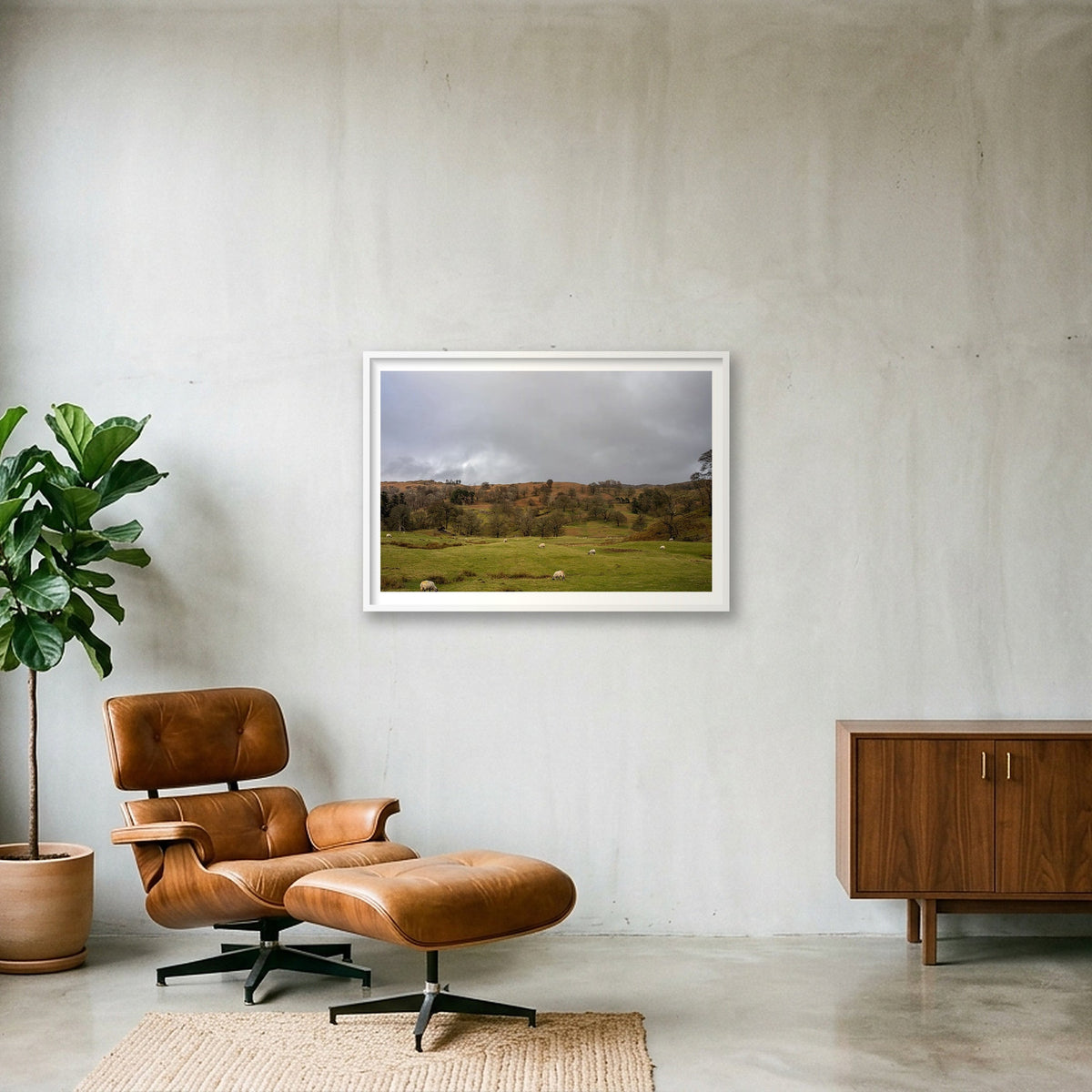 Grazing on the Hills — 100×70cm, 39×28" White Frame