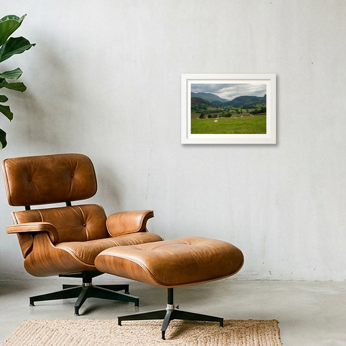 Sheep in the Valley — A4 (30×21cm, 12×8") White Frame