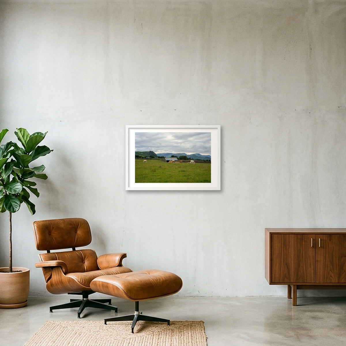 Grazing Cattle — 60×40cm, 24×16" White Frame