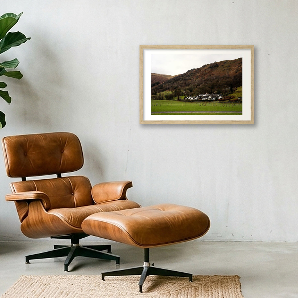 Hillside Village — 45×30cm, 18×12" Oak Frame