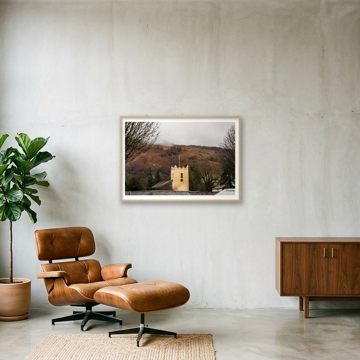 Church in Winter — 100×70cm, 39×28" Oak Frame