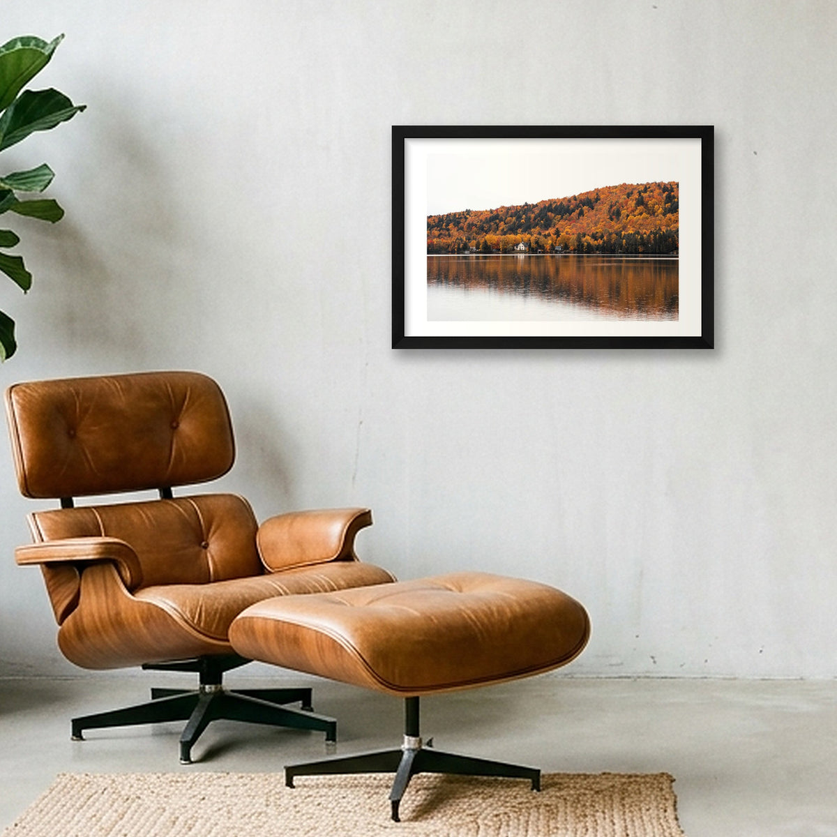 Lakeside in the Fall — 45×30cm, 18×12" Black Frame