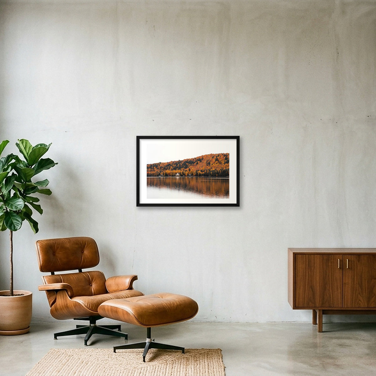 Lakeside in the Fall — 60×40cm, 24×16" Black Frame