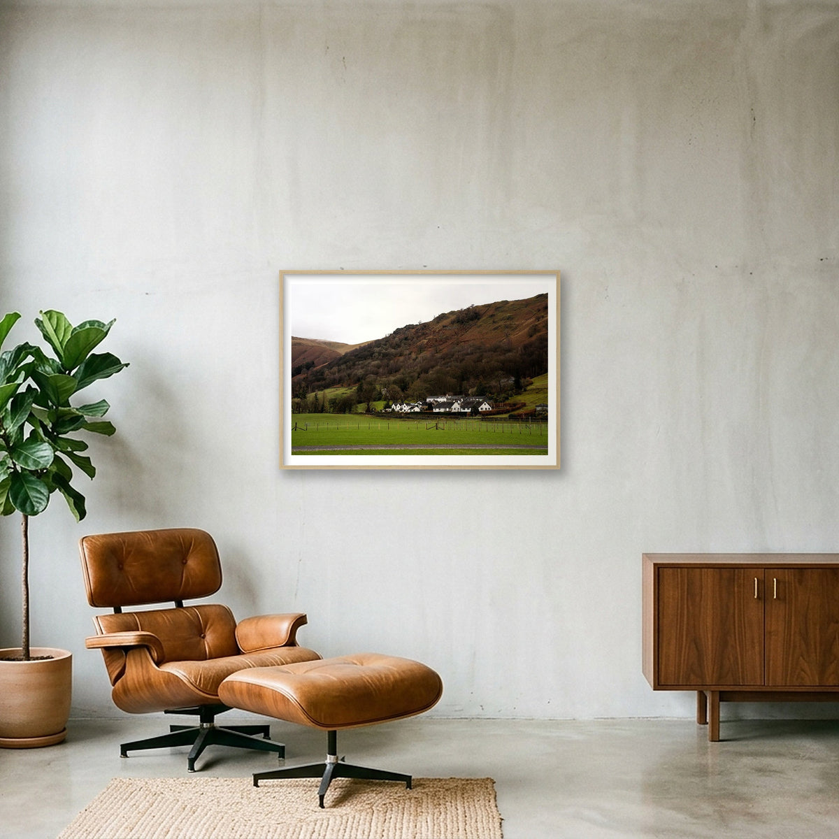 Hillside Village — 100×70cm, 39×28" Oak Frame