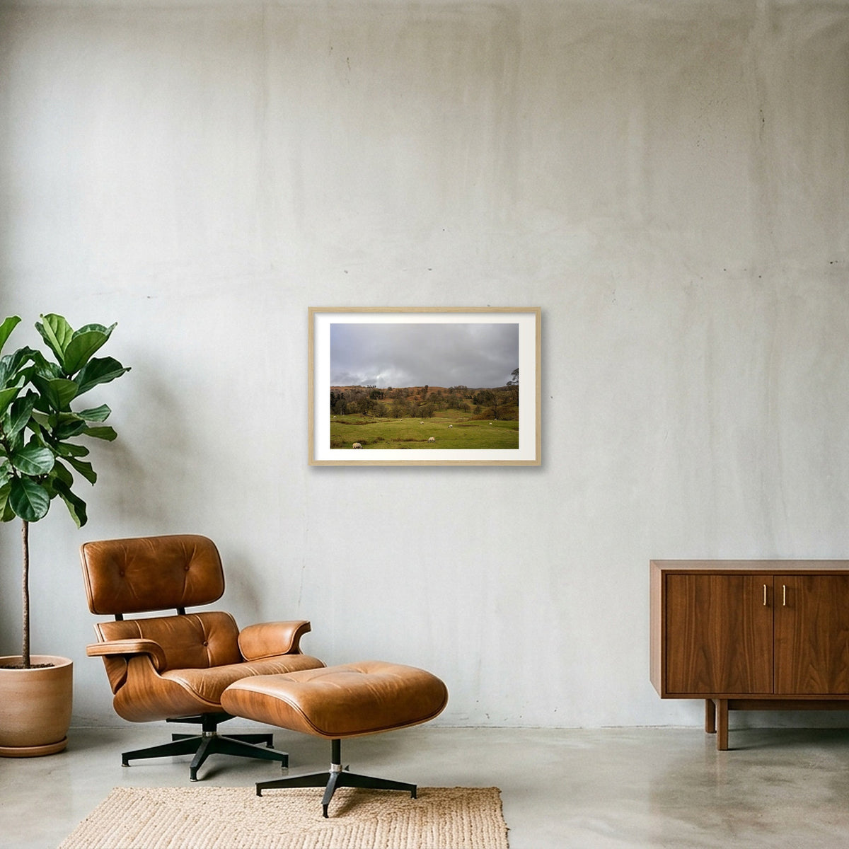 Grazing on the Hills — 60×40cm, 24×16" Oak Frame
