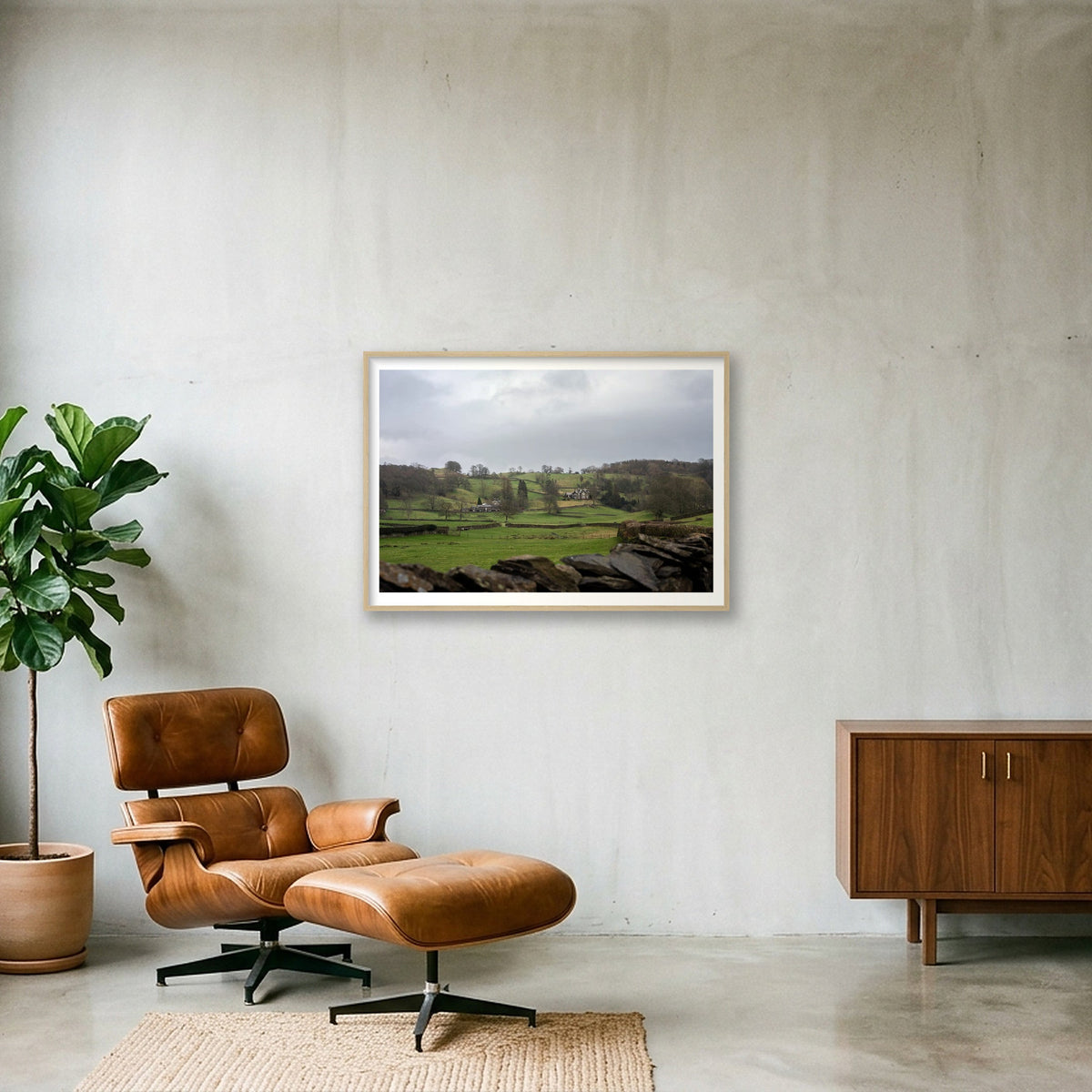 Mountain Farm — 100×70cm, 39×28" Oak Frame