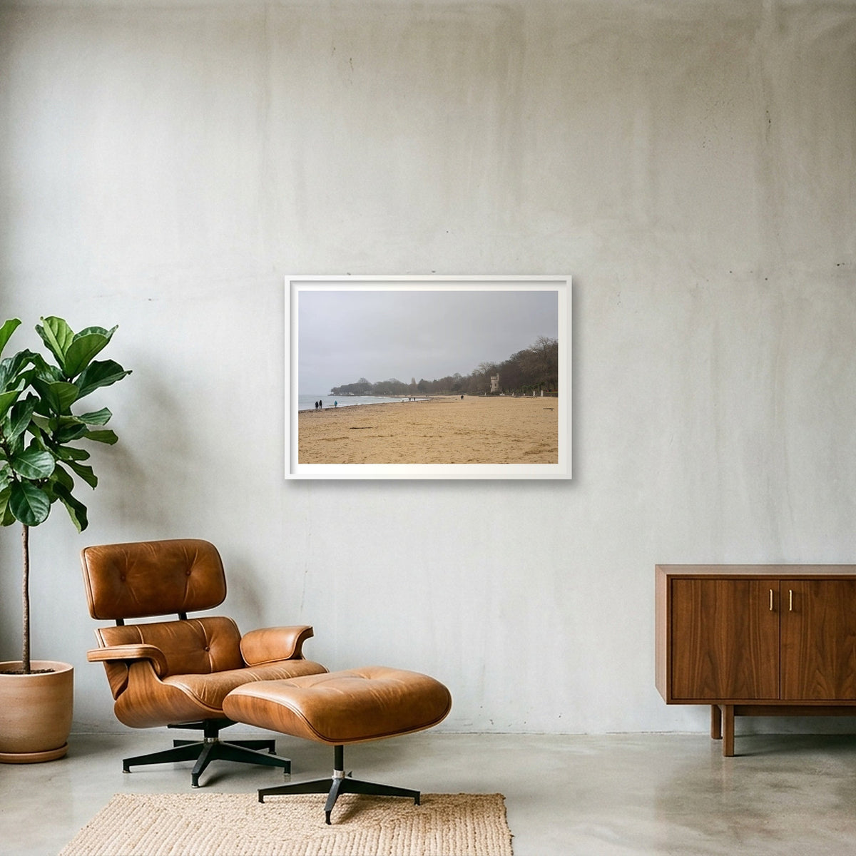 Tower on the Beach — 100×70cm, 39×28" White Frame