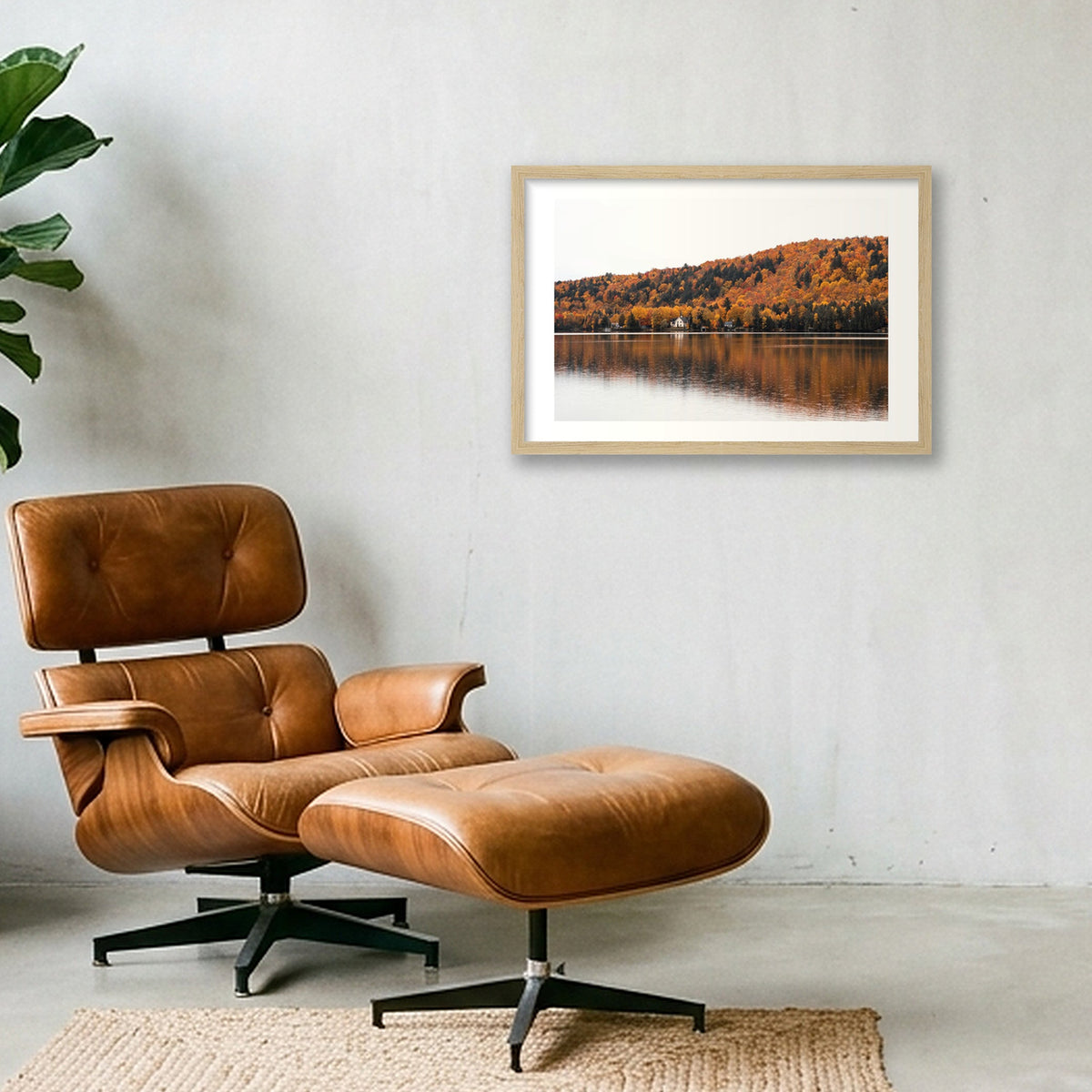 Lakeside in the Fall — 45×30cm, 18×12" Oak Frame
