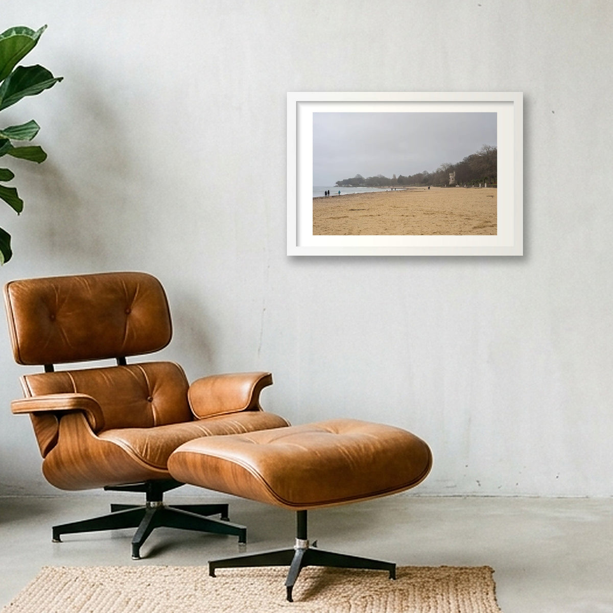 Tower on the Beach — 45×30cm, 18×12" White Frame